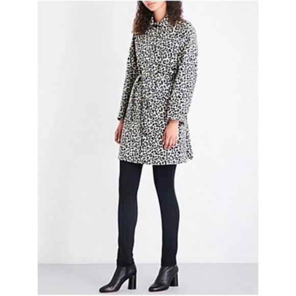 Maje Guillaume Leopard-print Stretch cotton Trench Coat Size 40 - Picture 6 of 14